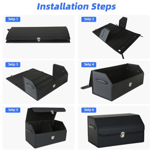 Car Trunk Organizer with Sturdy Faux Leather Lid - 20.9 inch 48L - Image 8