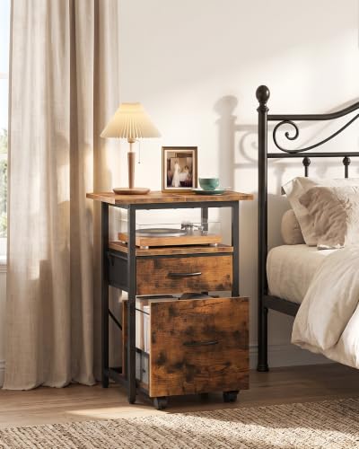 2-Drawer File Cabinet, Printer Stand, Rustic Brown and Black - Image 5