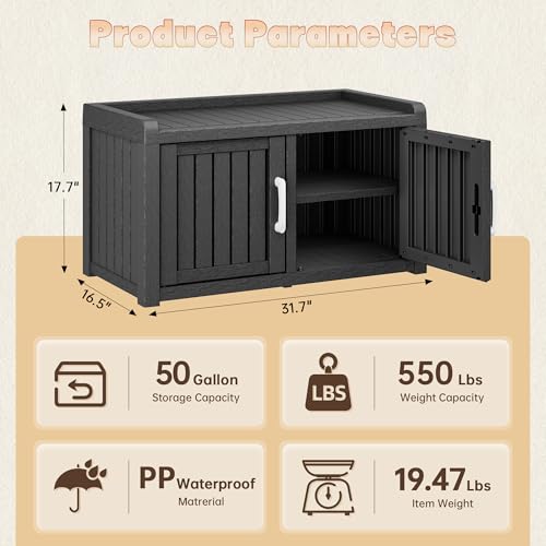 Bifanuo Shoe Storage Cabinet, 2-Door Outdoor Storage Bench - Image 3