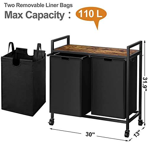 WOWLIVE Double Laundry Hamper with Wheels, Rolling L | All Products - Image 5
