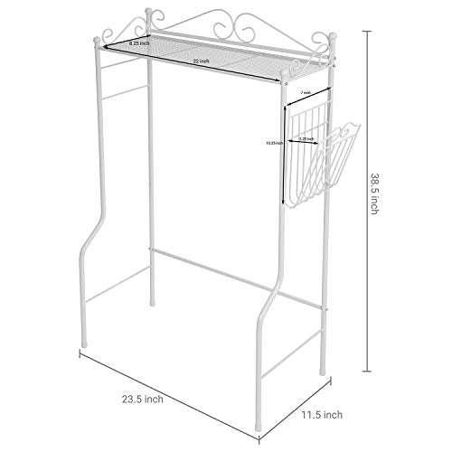 MyGift Over Toilet Storage Shelf with Magazine Basket, White - Image 4