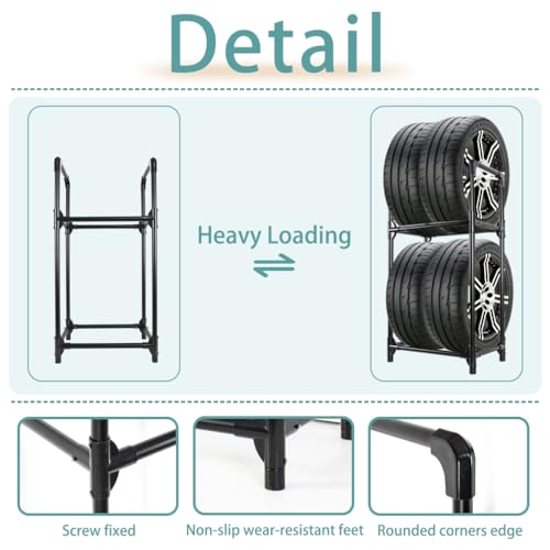 Hershii Tire Rack, Tire Storage Rack Stand Garage Storage Shelf - Image 5