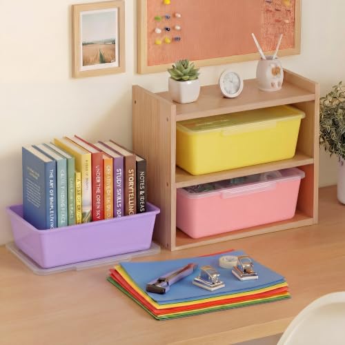 10 Pcs Classroom Storage Cubby Bins with Latching Lid,Macaron - Image 7