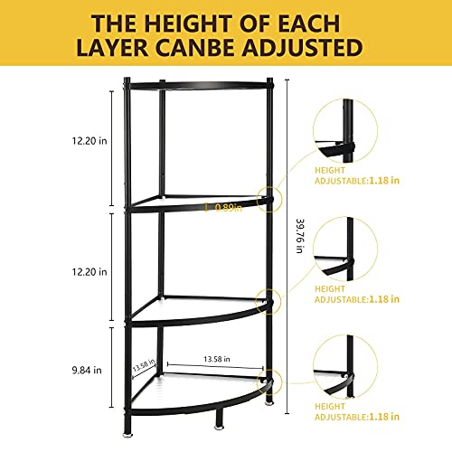 E&F Building Kitchen Corner shelf 4 Tier Black Standing Corner - Image 7