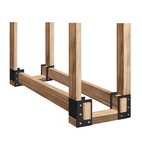 4 Pcs Firewood Rack Indoor Outdoor, Adjustable Bracket - Image 2