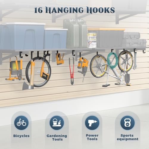 4 Pack Garage Shelving Wall Mounted with 16 Hooks, 1.5x4ft - Image 5