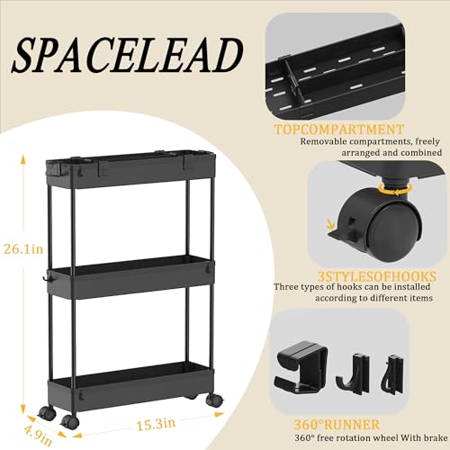 SPACELEAD Slim Storage Cart 3 Tier,Bathroom Organize | All Products - Image 4