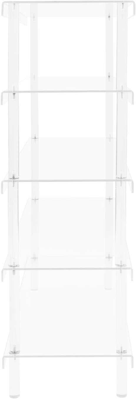 5-Tier Acrylic Shoe Rack in Clear Pink, 22 lbs per Shelf, 5mm Thick Modern Shoe Organizer for Entryway, Living Room, Closet Storage (Clear)