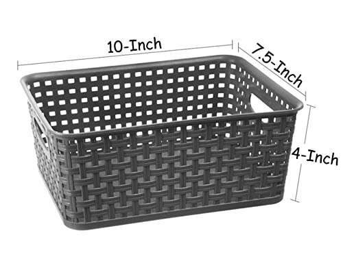 Grey Plastic Woven Storage Basket, 6-Pack Weave Gray Basket - Image 3