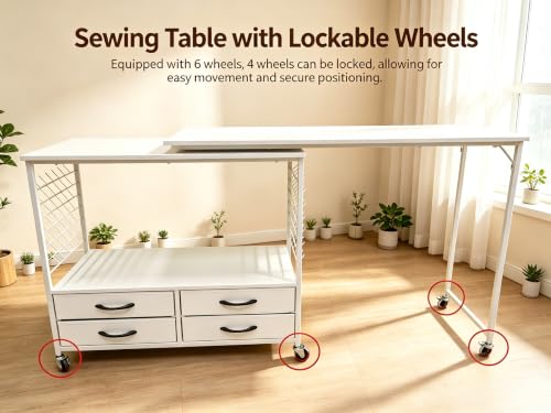 Sewing Table with Storage, 46.5'' Folding Sewing Table -70 Pegs - Image 6