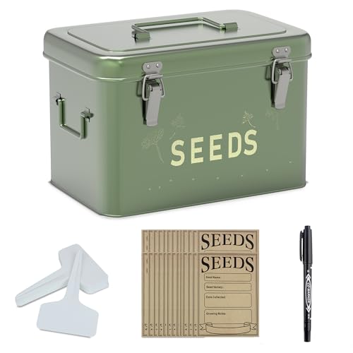 Metal Seed Storage Organizer, 3 Compartments, Vintage Dark Green - Image 2