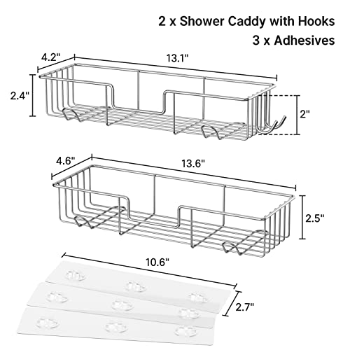AmazerBath Adhesive Shower Caddy Basket Rack with Hooks, Shower - Image 4