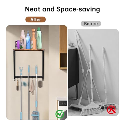 Broom and Mop Organizer Wall Mount, Heavy Duty Broom - Image 6