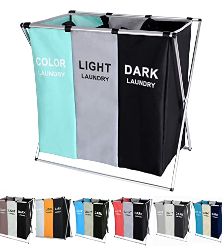 135L Laundry Cloth Hamper Sorter Basket Bin Foldable 3 - Image 2