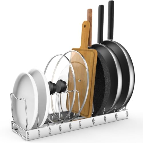 FLSEPAMB Lid Organizer Pot Lid Organizer 10-Tier Pot Lid Rack - Image 2
