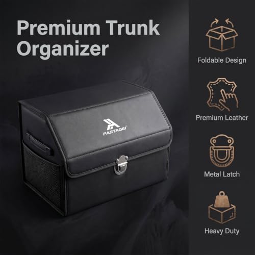 Premium Leather Car Trunk Organizer, Black - Image 4
