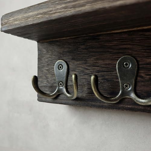 eBun Narrow Wood Mail Holder with 6 Key Hooks - Image 7