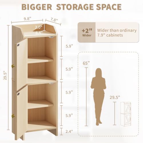 Rattan Narrow Bathroom Storage Cabinet, 7.9''D x 9.8''W x 29.5''H - Image 3
