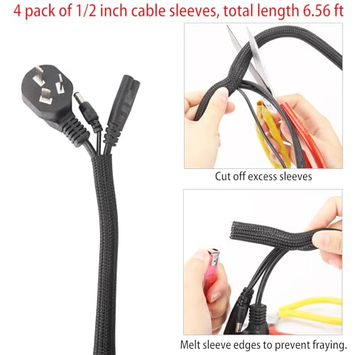 604 Pcs Cable Management Kit, 4 Cord Organizer Sleeve - Image 4