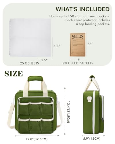 Seed Storage Organizer Binder, Seed Packet Organizer Bag, Green - Image 4