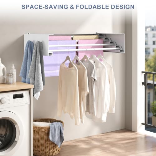 23.6" Wall Mounted Foldable Clothes Drying Rack, Space - Image 6