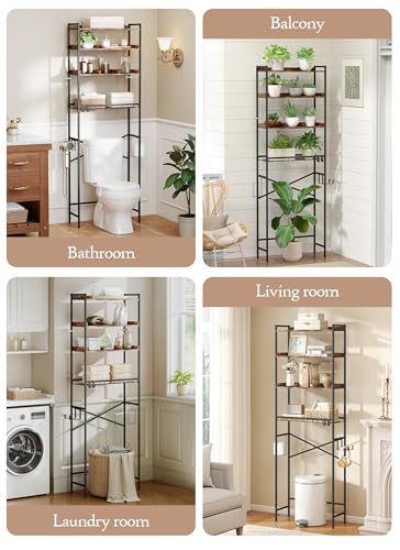 4 Tier Over The Toilet Storage Shelf with 3 | Bathroom Organizatio - Image 7
