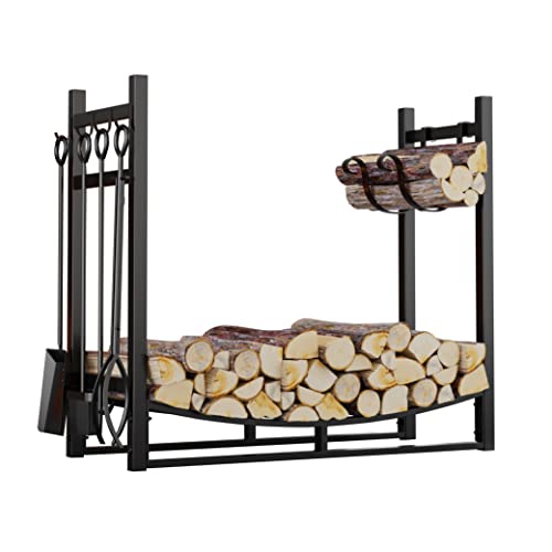 Fire Beauty Firewood Rack Log Holder Wood Storage with 4 - Image 6