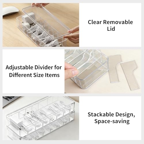 2 Pack Cable Organizer Box with Lid - Image 5