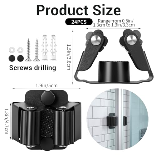 24 PCS Heavy Duty Broom Holder Wall Mount, Stainless Steel Broom - Image 3