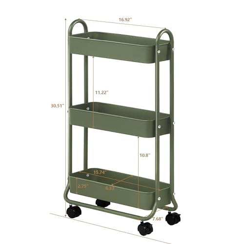 SunnyPoint Slim Rolling Storage Cart, 3 Tier Bathroo | All Products - Image 7