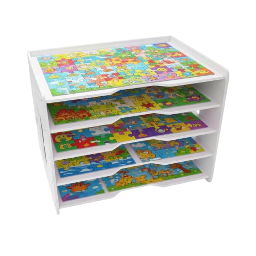 5 Tier Puzzle Organizer Rack, Space Saving Tabletop - Image 2