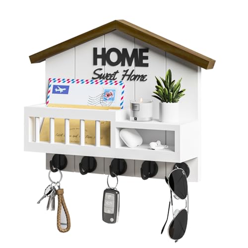 Key and Mail Holder for Wall, Wall Key Holder with Shelf - Image 2