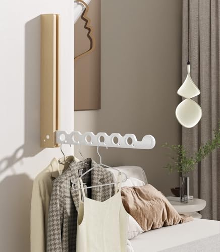 Natural Wood Folding Clothes Hanger Rack for Laundry Room - Image 6