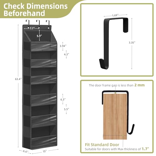 Over Door Organizer with 6 Extra Large Pockets 12 Side Pockets - Image 3