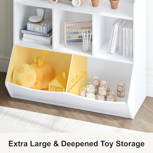 UTEX Toy Storage Organizer with Bookcase, Slanted Kids Toy - Image 7