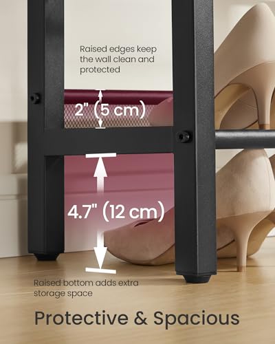 VASAGLE 3 Tier Shoe Rack Bench, One Piece Shelves - Image 6