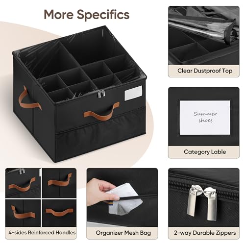 Shoe Organizer for Closet, Adjustable Storage Box Holds 32 Pairs - Image 6