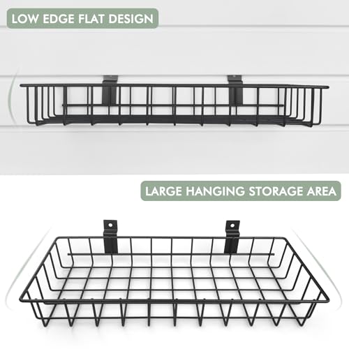 Slatwall Tray Baskets - 2 Pack Large Flat Shelving Baskets - Image 4