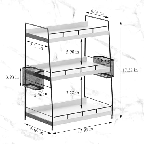 Wood Bathroom Counter Organizer with Metal Frame for Vanity - Image 4