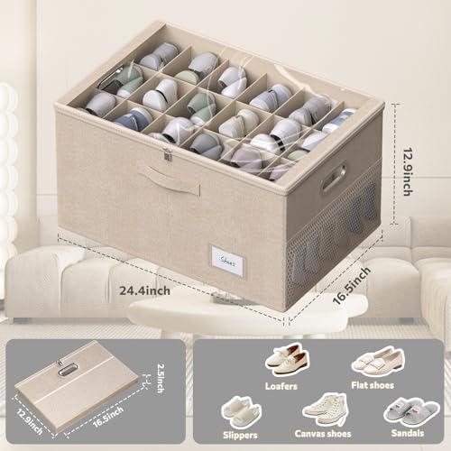 Shoe Organizer for Closet, Shoe Box Storage Containers Fit 18 - Image 4
