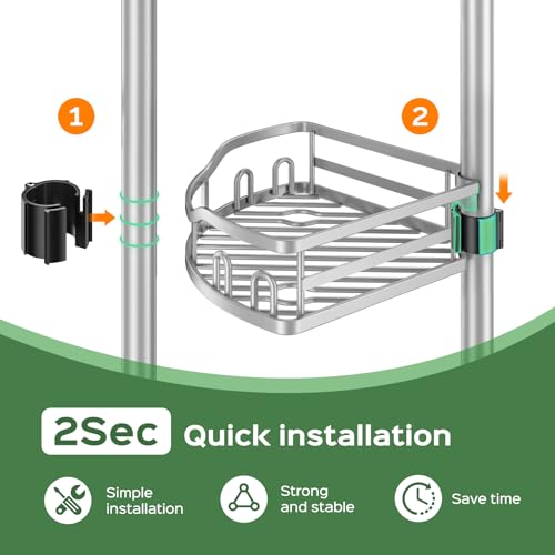 HAMITOR Shower Caddy Tension Pole: Rustproof Quick Install - Image 7