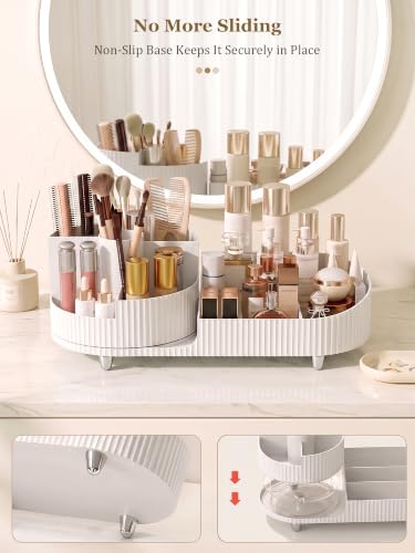Booklov Rotating Makeup Organizer for Vanity Countertop, White - Image 4