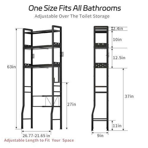 Over the Toilet Storage Shelf 3-Tier Adjustable Bathroom - Image 3