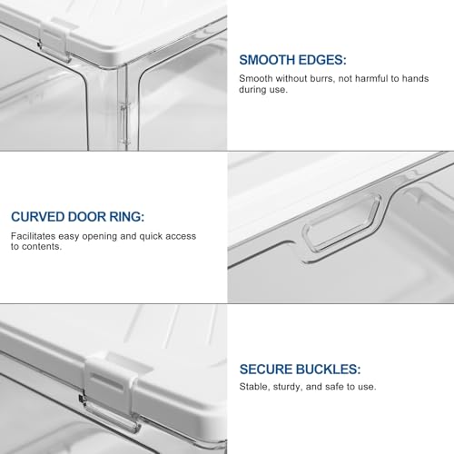 HYBRIDEAS 3-Pack Clear Stackable Storage Bins with Lids Magnetic - Image 4