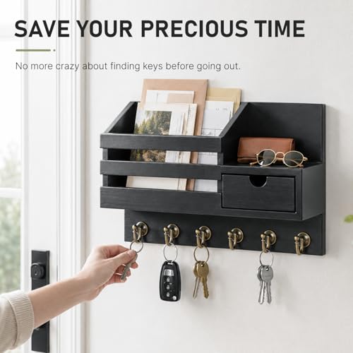 FifthQuarter Key Holder Wall Mount with Drawer and 6 - Image 6