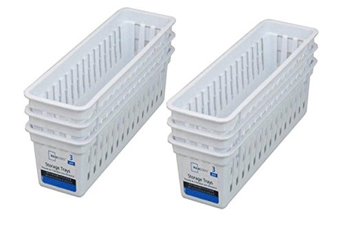 Mainstays Slim Plastic Storage Trays Baskets in White- Set of 6 - Image 2