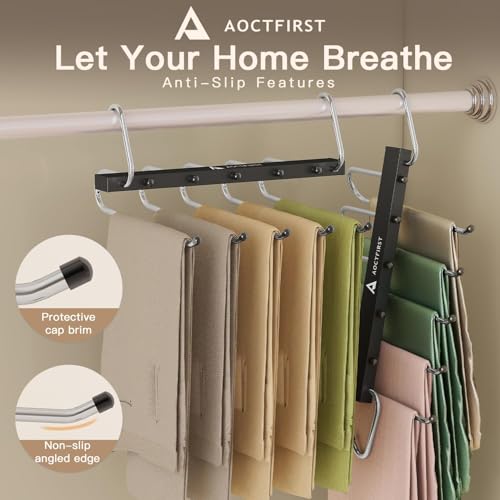 6 Pack Pants Hangers Space Saving,Closet Hanger Space Saver,Black - Image 7
