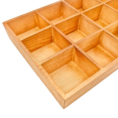 Wooden Sorting Tray Grid Display Divided Organizer Brown - Image 5