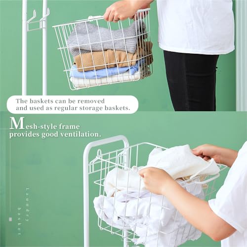 Laundry Cart Square Three Tier Laundry Basket Space-Saving - Image 4