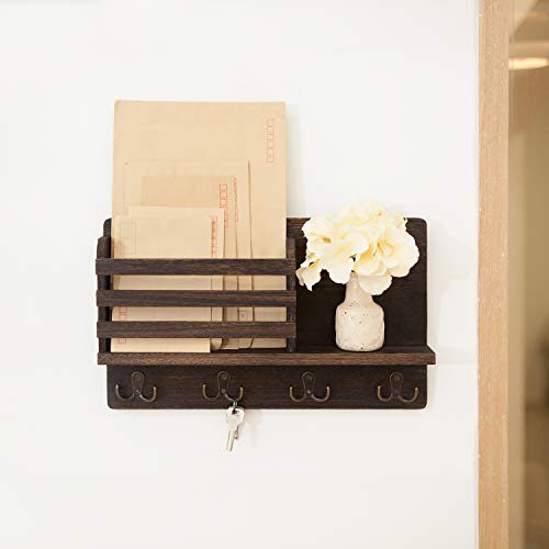 Key Mail Holder Wall Mounted Wooden Hanger with 4 Double - Image 7